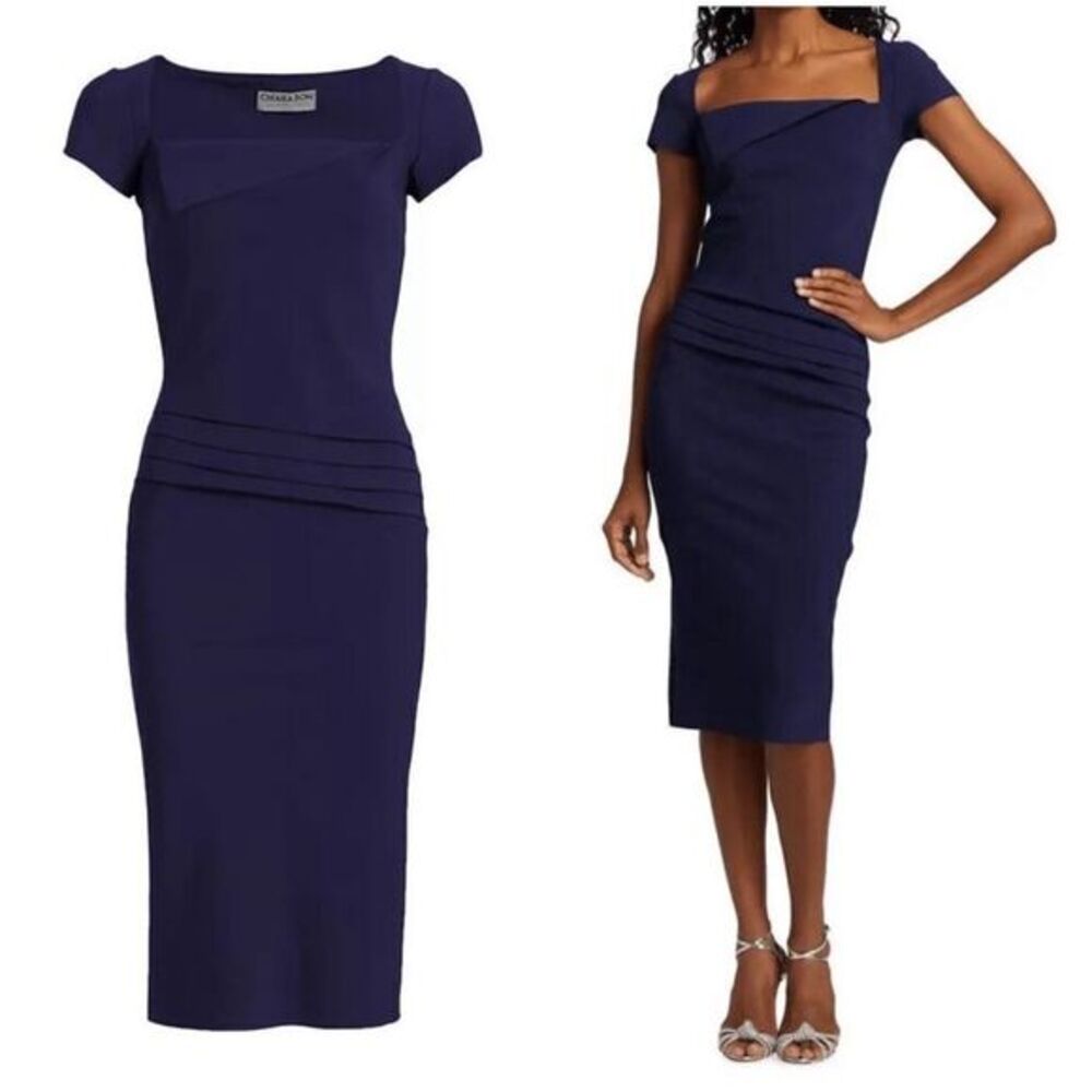 Chiara Boni La Petite Robe Sinnika Pleated Sheath Dress Size 16
